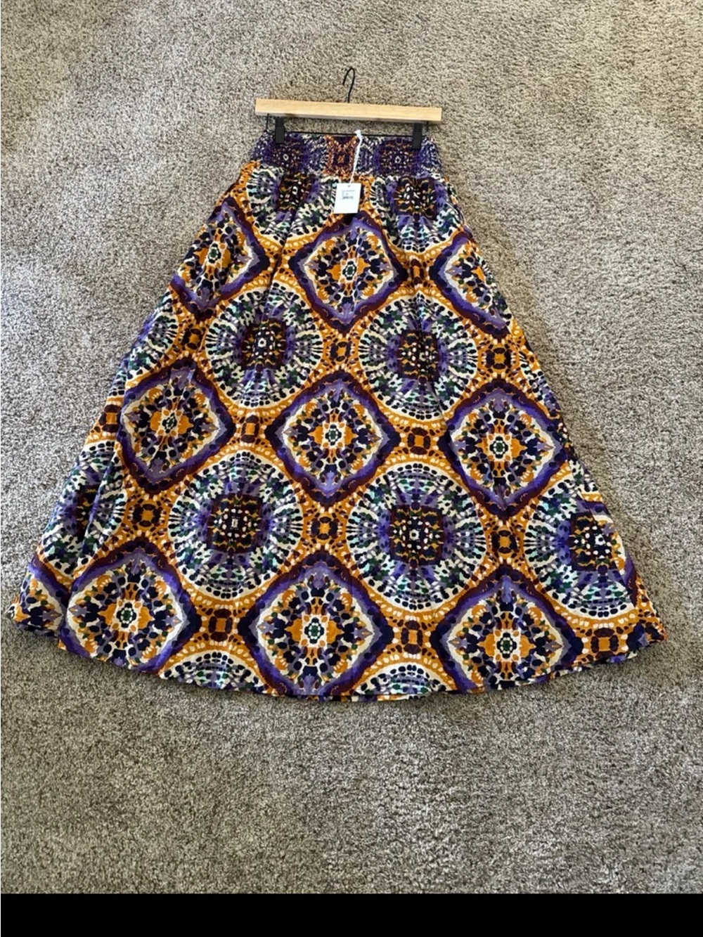 NWT Jennifer & Grace Ochre Kaleidoscope Print Maxi Skirt size Small - Picture 5 of 12